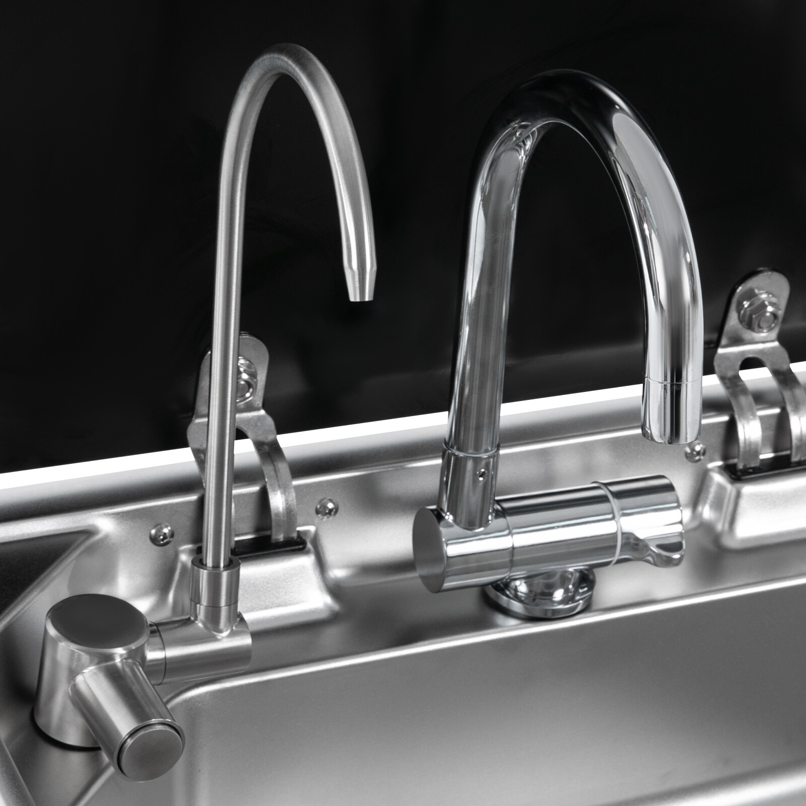RV Sink Kitchen Sink with Hot&Cold Faucet and Tempered Glass Lid Stainless Steel