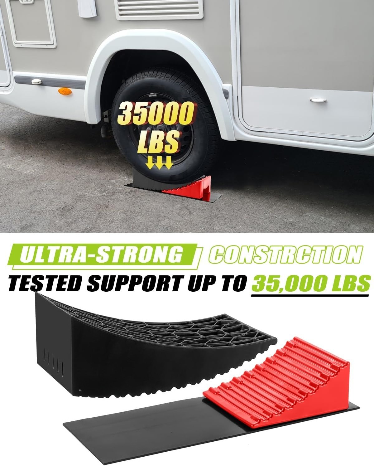 Camper Levelers 2 Pack – RV Leveling Blocks Ramp Kit Support Dual Axles Tandem