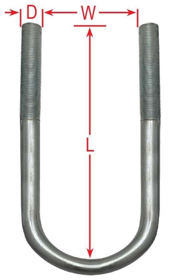 2-PK Round U-Bolts Galvanized – Various Sizes