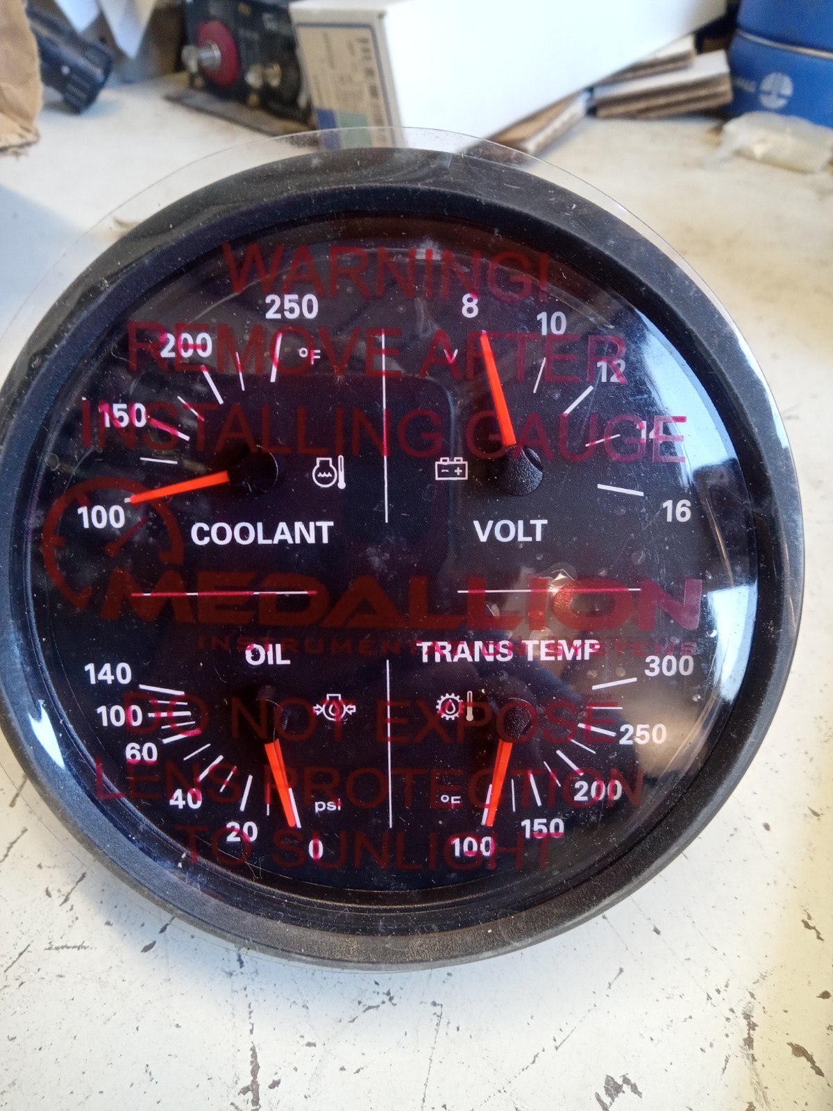 MEDALLION 5 INCH 4-IN-1 COOLANT TEMP OIL PRESS, TRANS TEMP, VOLTS 6913-00099-01