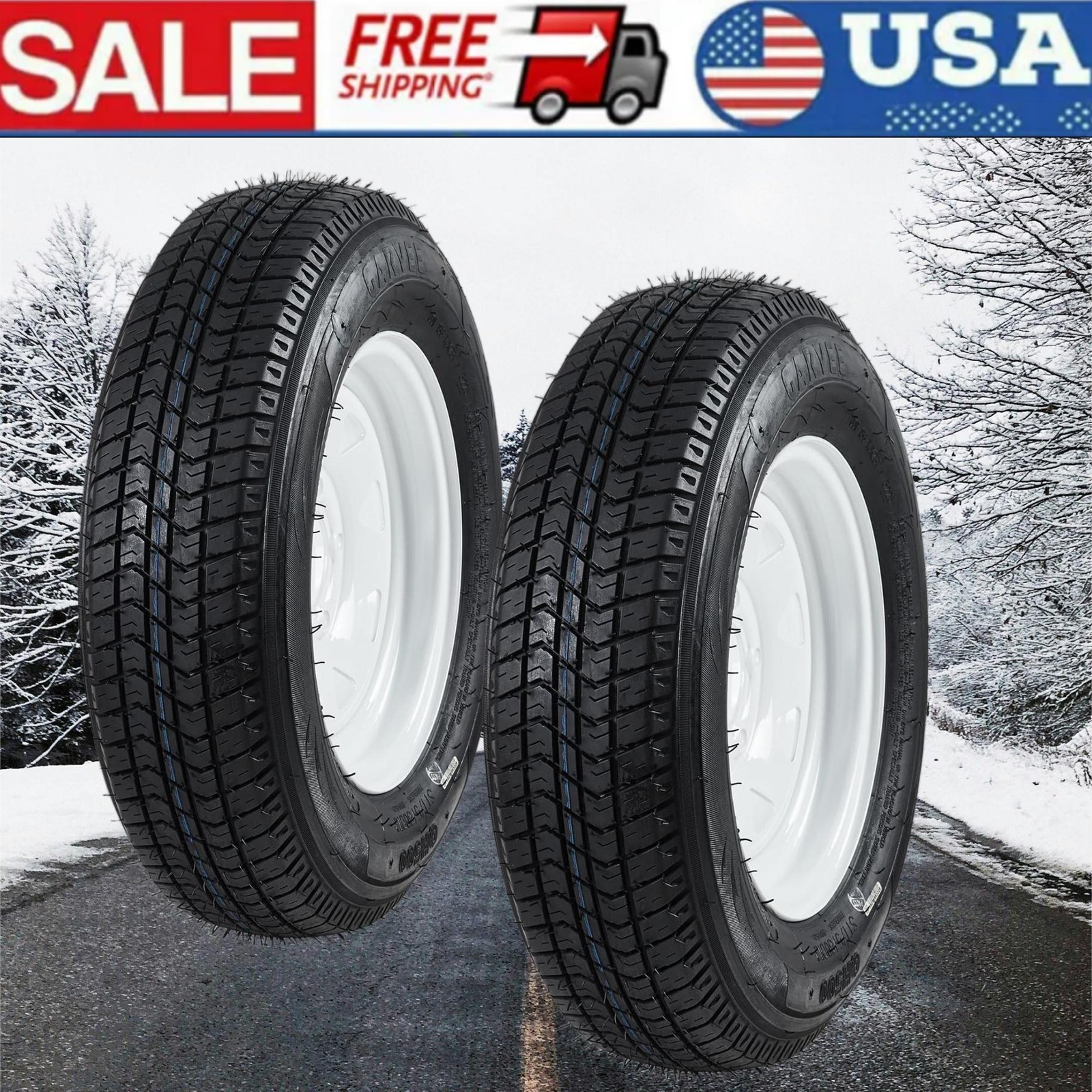 Set of 2 ST175/80D13 Trailer Tires 6Ply Load Range C 175 80 13 Tyres 5 lug 6 Ply