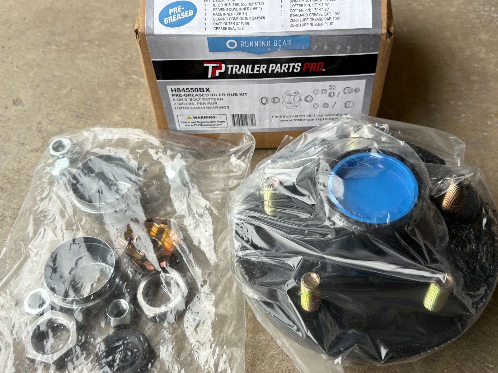 Trailer Parts Pro H84550BX PreGreased Hub Assembly 5 on 5 Pattern Fits 3K Axles^