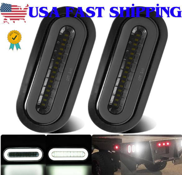 2PCS 6-Inch Oval LED Trailer Tail Lights –Stop,52 LEDs Halo Design