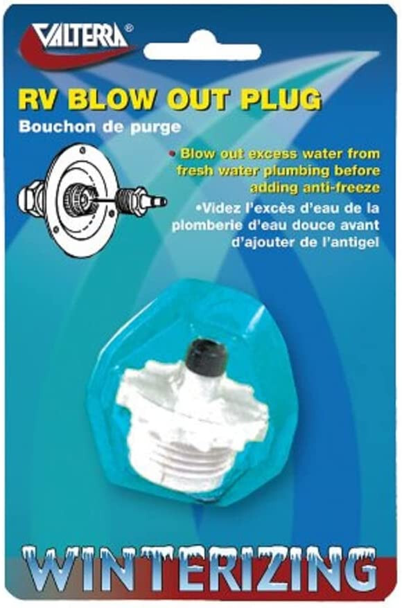Valterra P23500VP White RV Blow-Out Plug excess water plumbing before antifreeze
