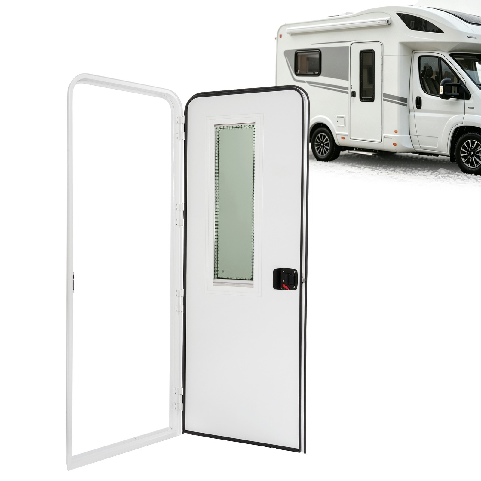 26″ x 72″ RV Entry Door Screen & Lock White Aluminum Powder Coated w/ keys