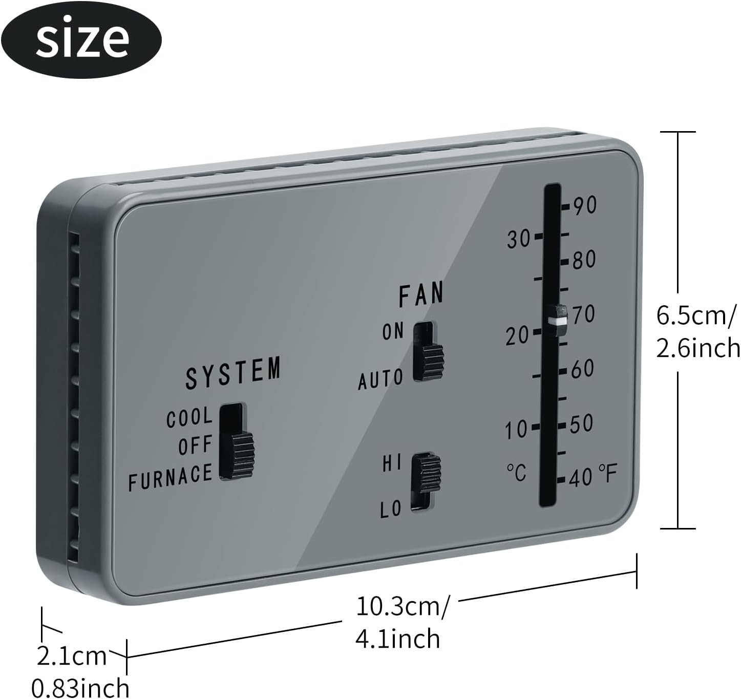 RV Thermostat Analog 12VDC Cool Furnace Replacement for Dometic 3106995.032 Gray