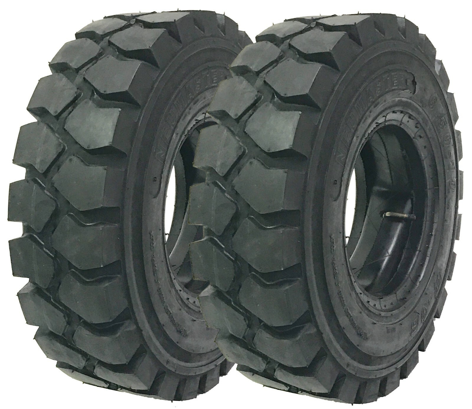 SET 2 ZEEMAX HD 6.00-9 /10TT FORKLIFT TIRES W/TUBE & FLAP & RIM GUARD