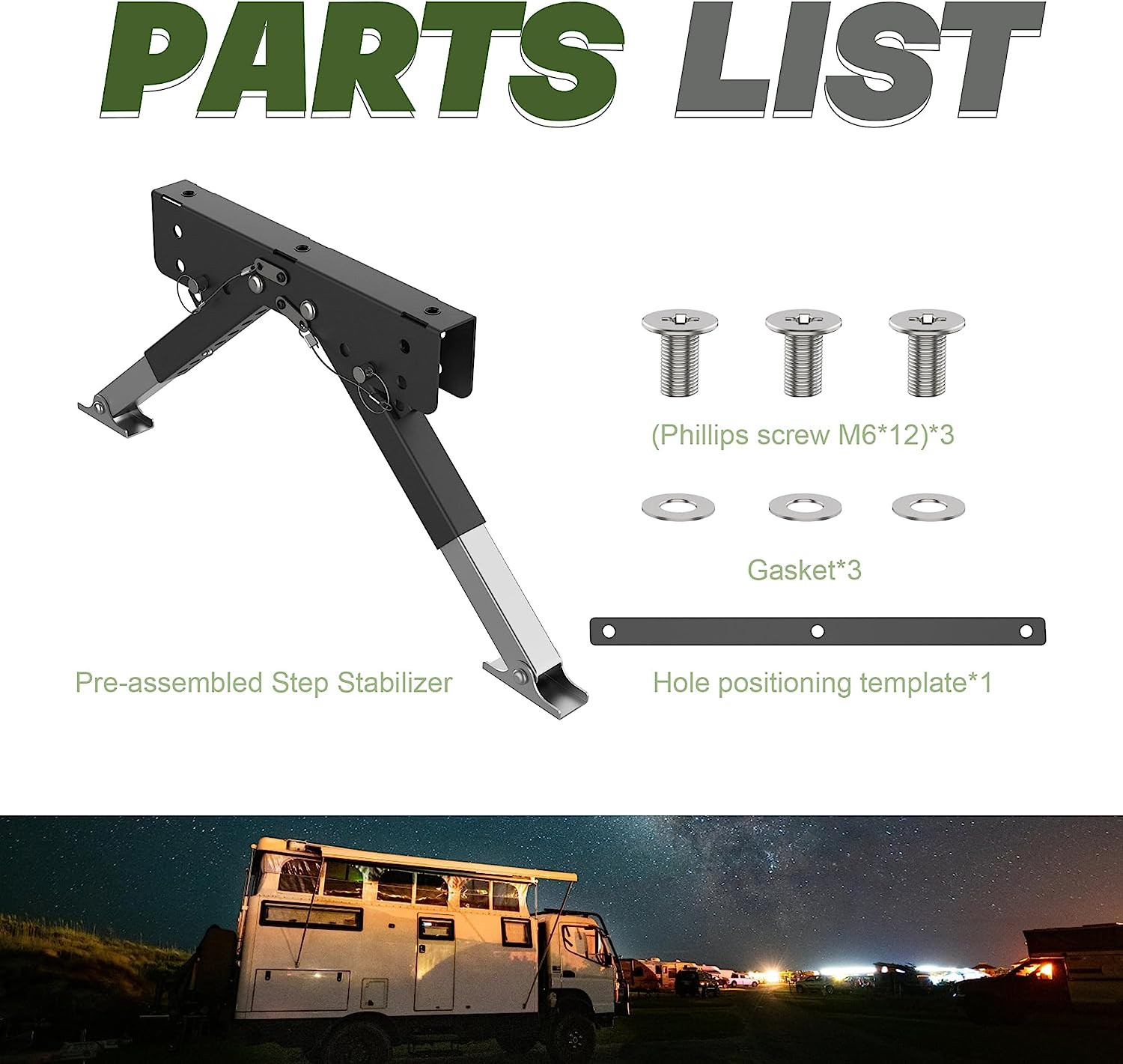 Marudina RV Step Stabilizer Kit for Travel Trailers and Motorhomes 2.8″- 11.4″