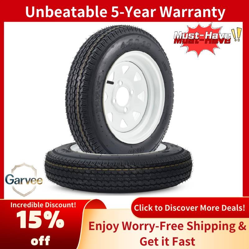 Universal Fit Trailer Tire & Wheel Set (2) – 4.80-12, 4×4 Lug, 6PR for Mower/Tra