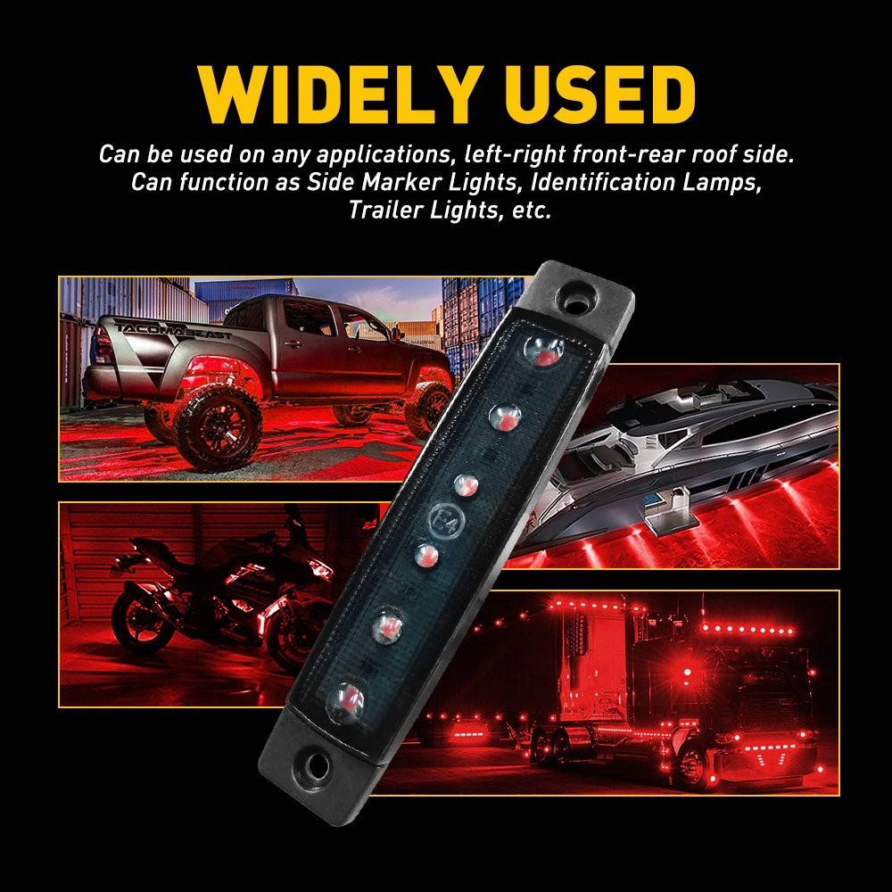 10x LED Side Marker Indicators Light 3.8″ Truck Trailer Boat Clearance Amber/Red