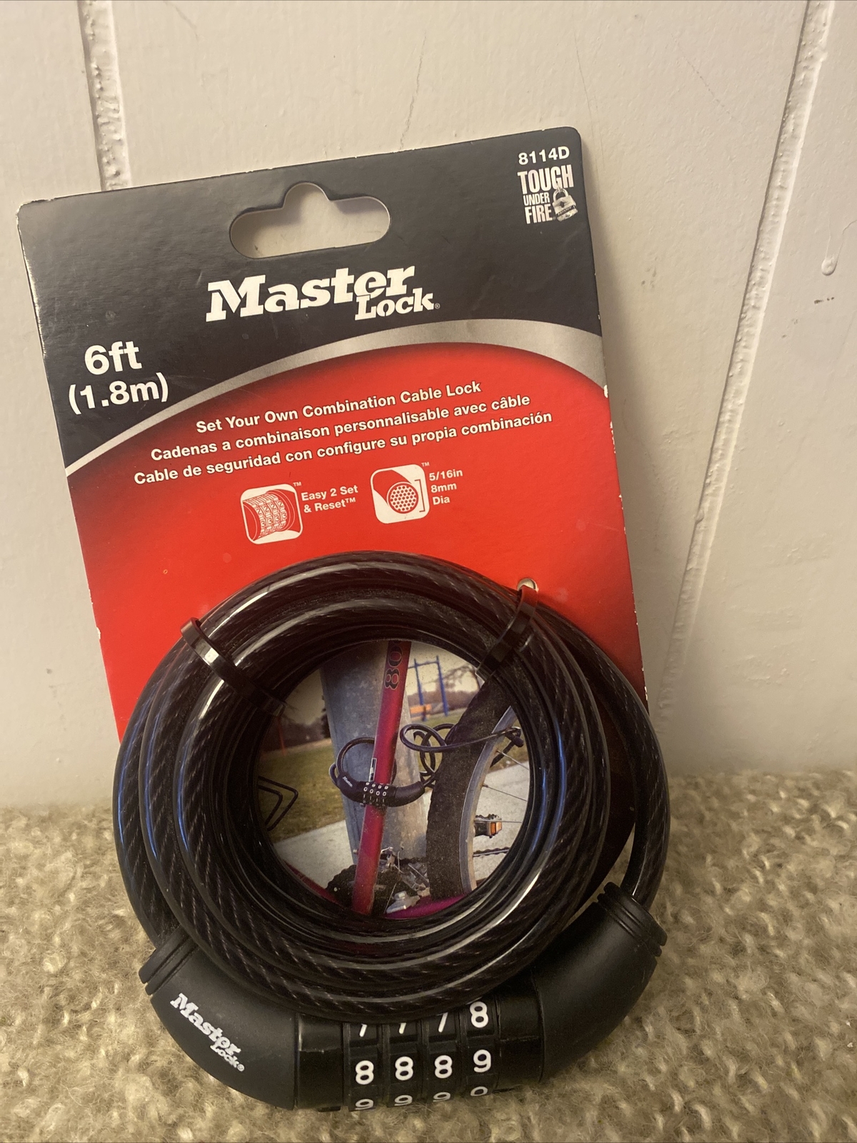 Master Lock 8114D Set Your Own Combination 6 Ft. Combo, Black