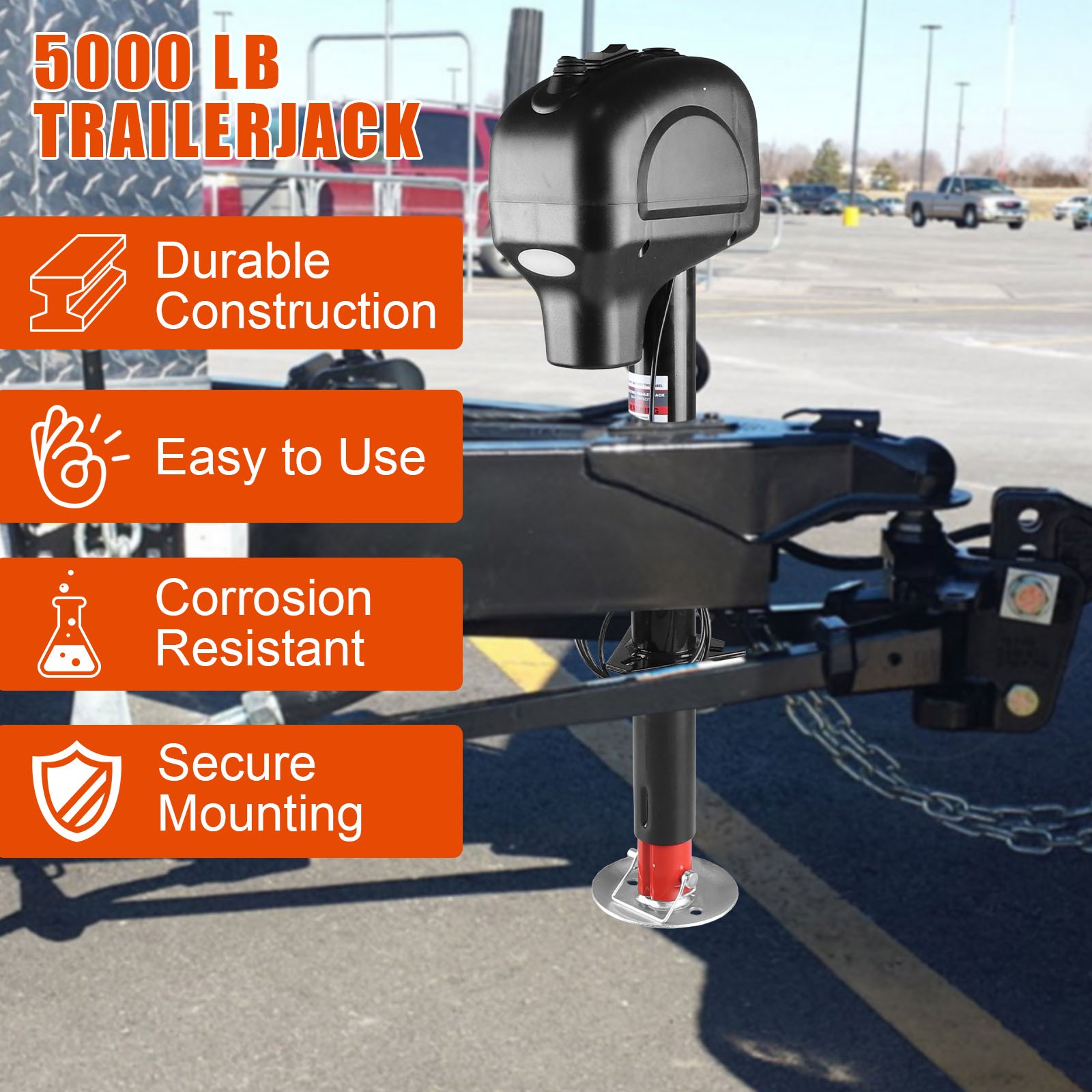New 5000LBS,19″ Vertical Travel, RV Trailer Camper Electric Trailer Jack 12V US