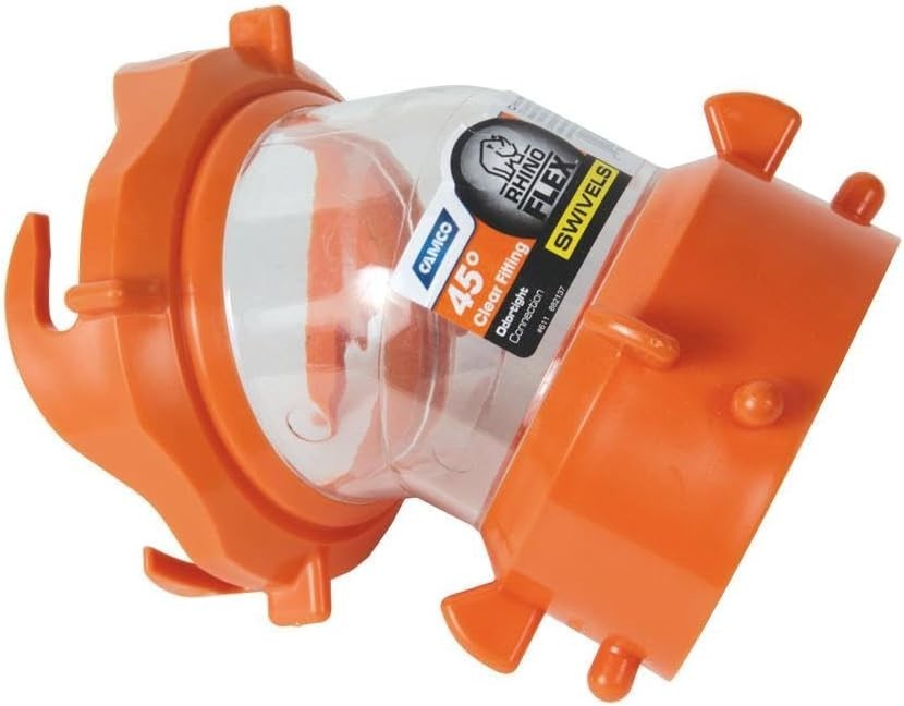 Camco RhinoFLEX Clear 45-Degree RV Sewer Hose Swivel Bayonet Fitting Resin 39847