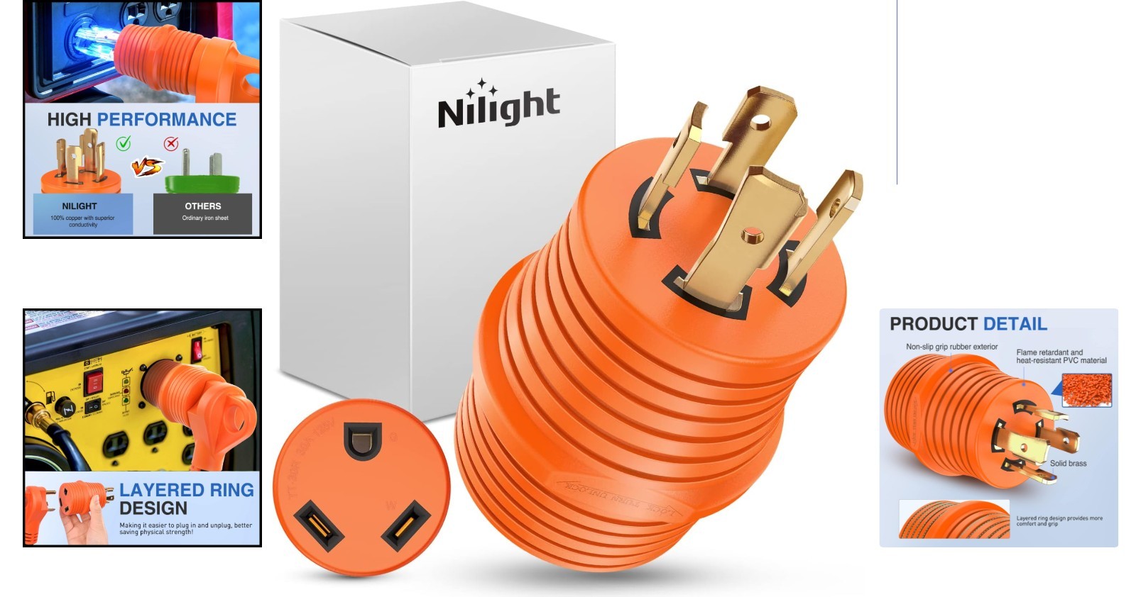 Ultra Compact 30 Amp RV Power Adapter – NEMA Rated 125 Volt Converter