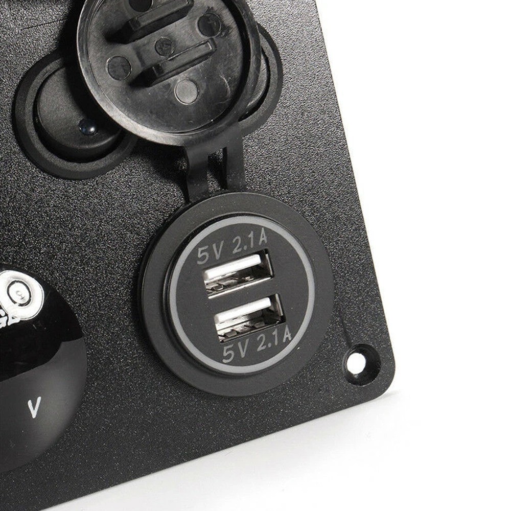 5 Gang Campervan RV 12V LED Light Switch Control Panel Voltmeter USB Charger