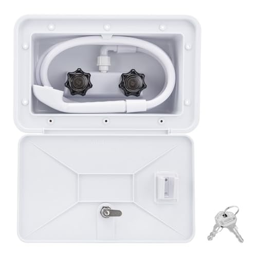 Rv Outdoor Shower Camper Exterior Faucet Box Kit White Wall Mount 59 Inch Hose