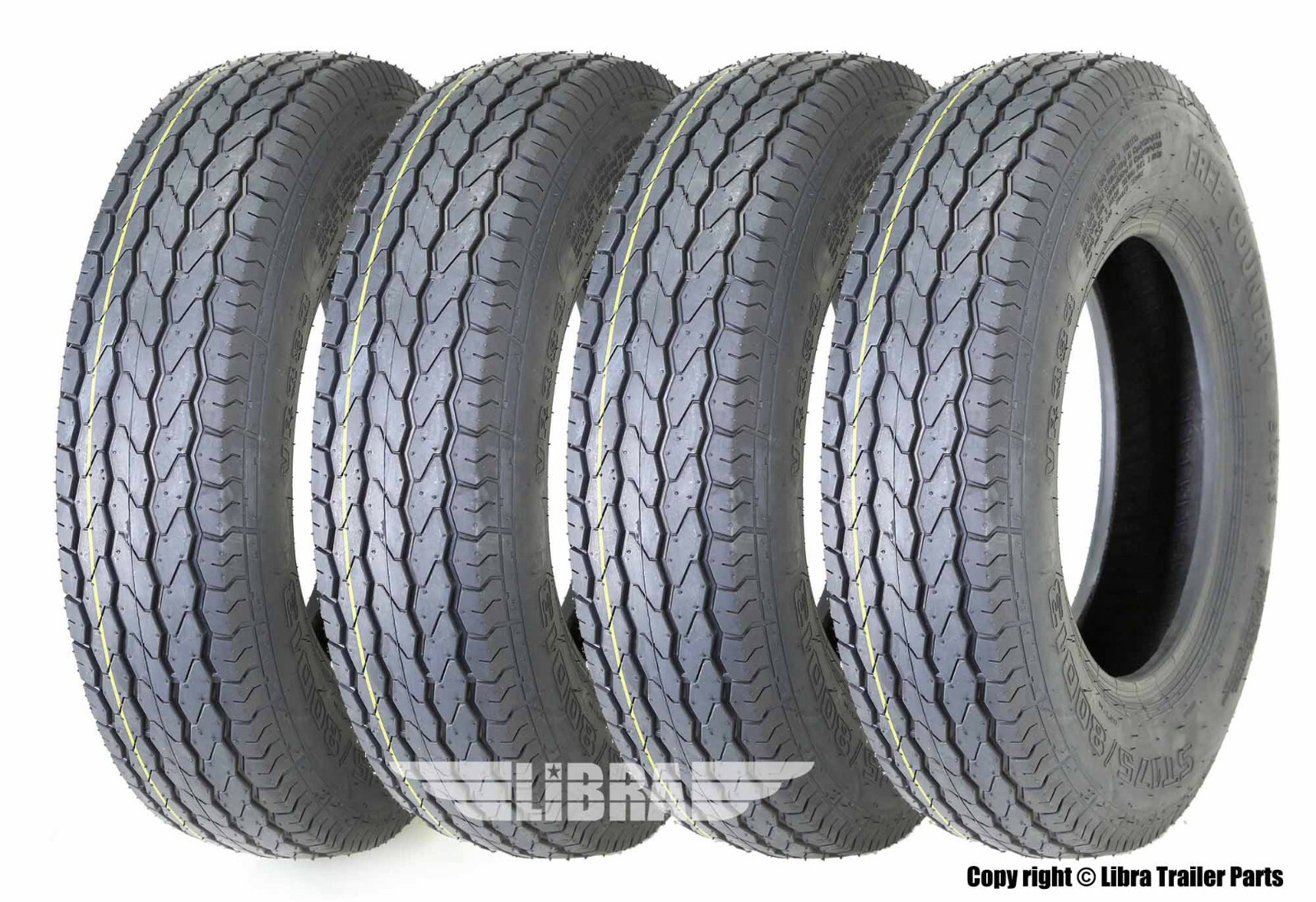 ST175/80D13 Trailer Tires FREE COUNTRY 175 80 13 1758013 B78-13 Bias 6 ply Set 4