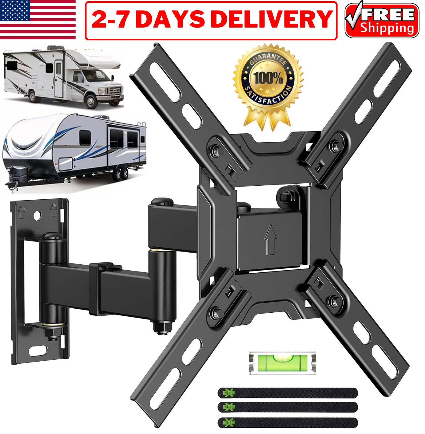 RV TV Wall Mount 12-32 Inch Camper Truck Marine Boat Trailer LED LCD TV Bracket