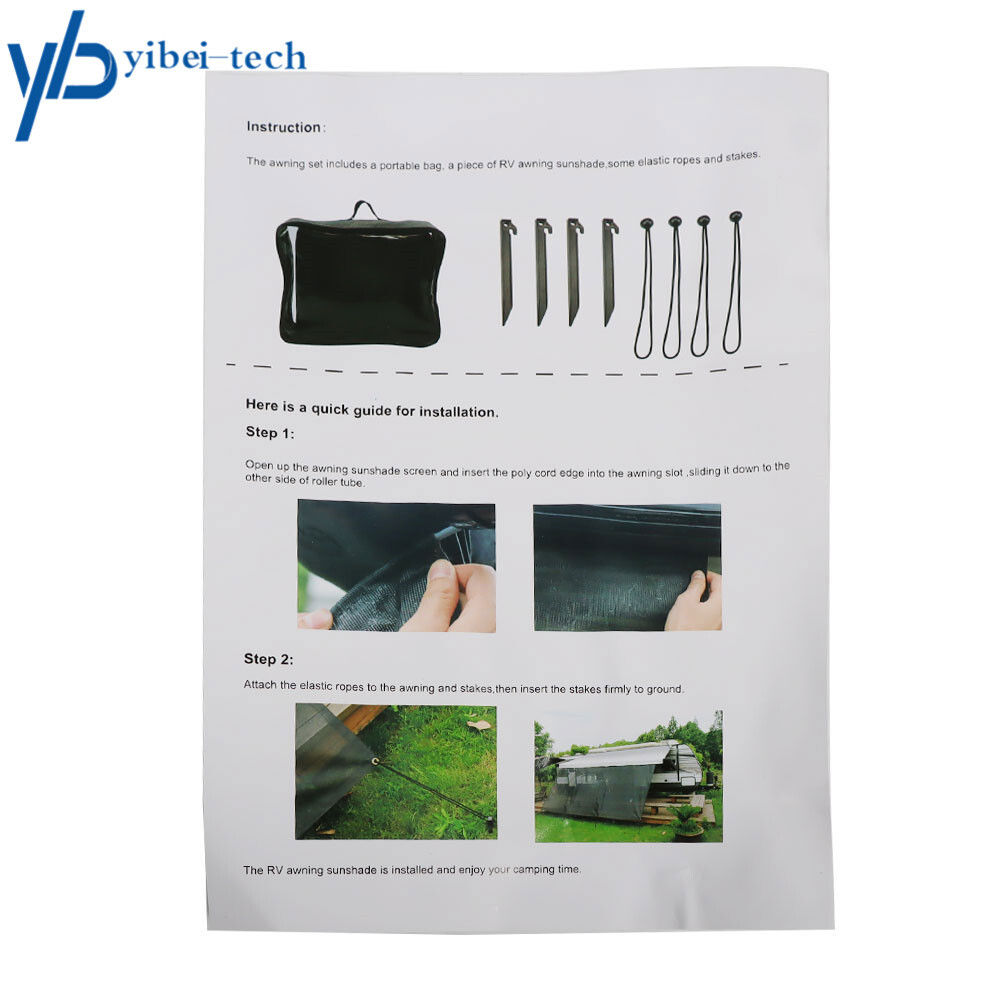 11”-21” RV Awning Sun Shade Black Mesh Screen Sunshade Kit For Camping Trailer