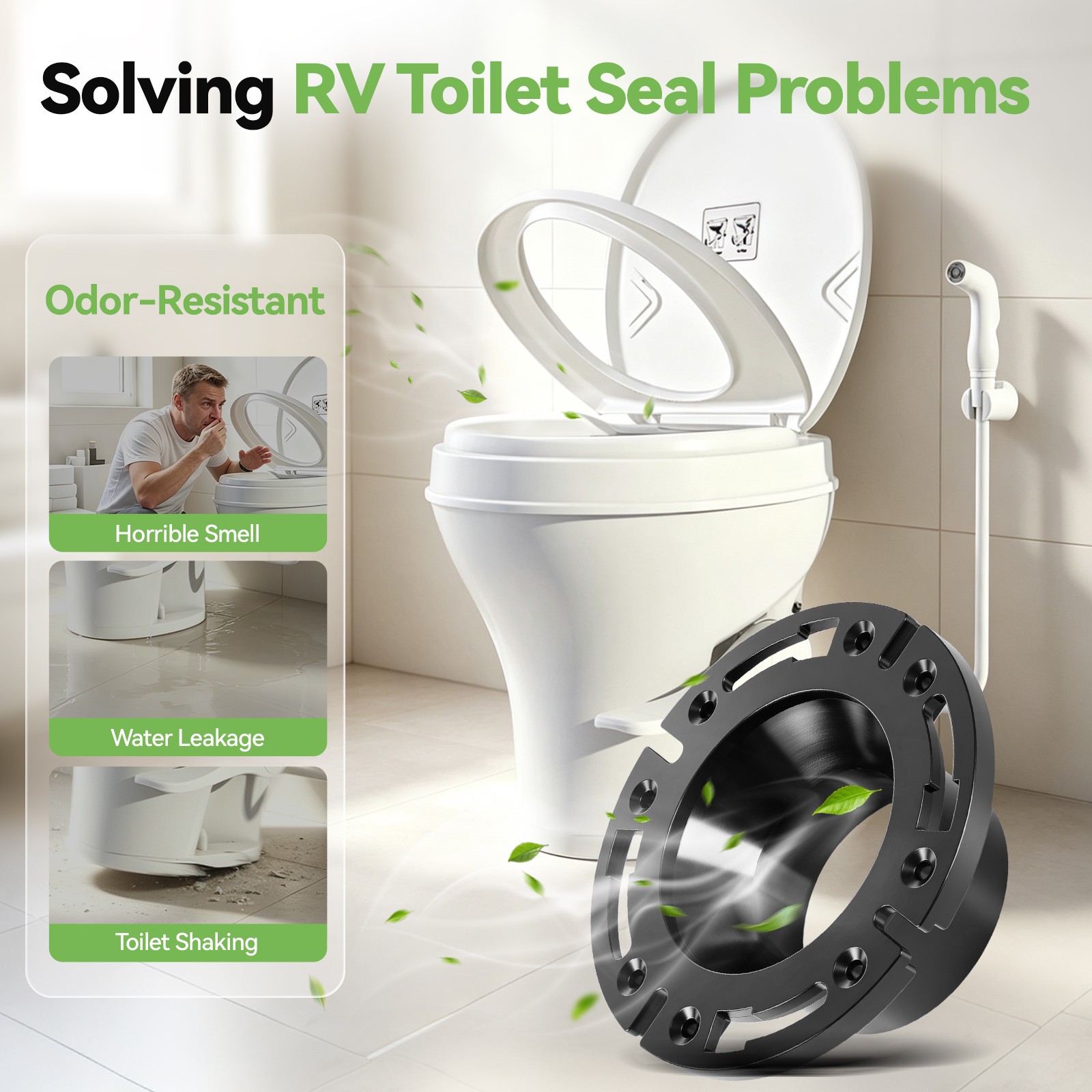 RV Toilet Seal for Dometic 300 310 320 Series, Flange, Flush Ball & Base Gasket