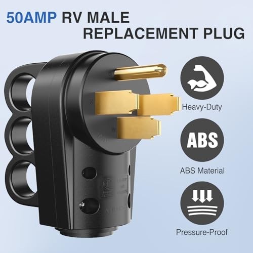 RV Replacement Male Plug 50 Amp NEMA 14-50P 125/250 Volt Heavy Duty Handle ETL