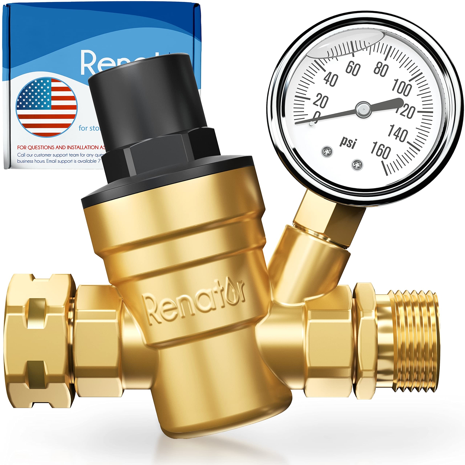 RV Water Pressure Regulator for RV Camper. Brass Lead-free Adjustable RV Wate…
