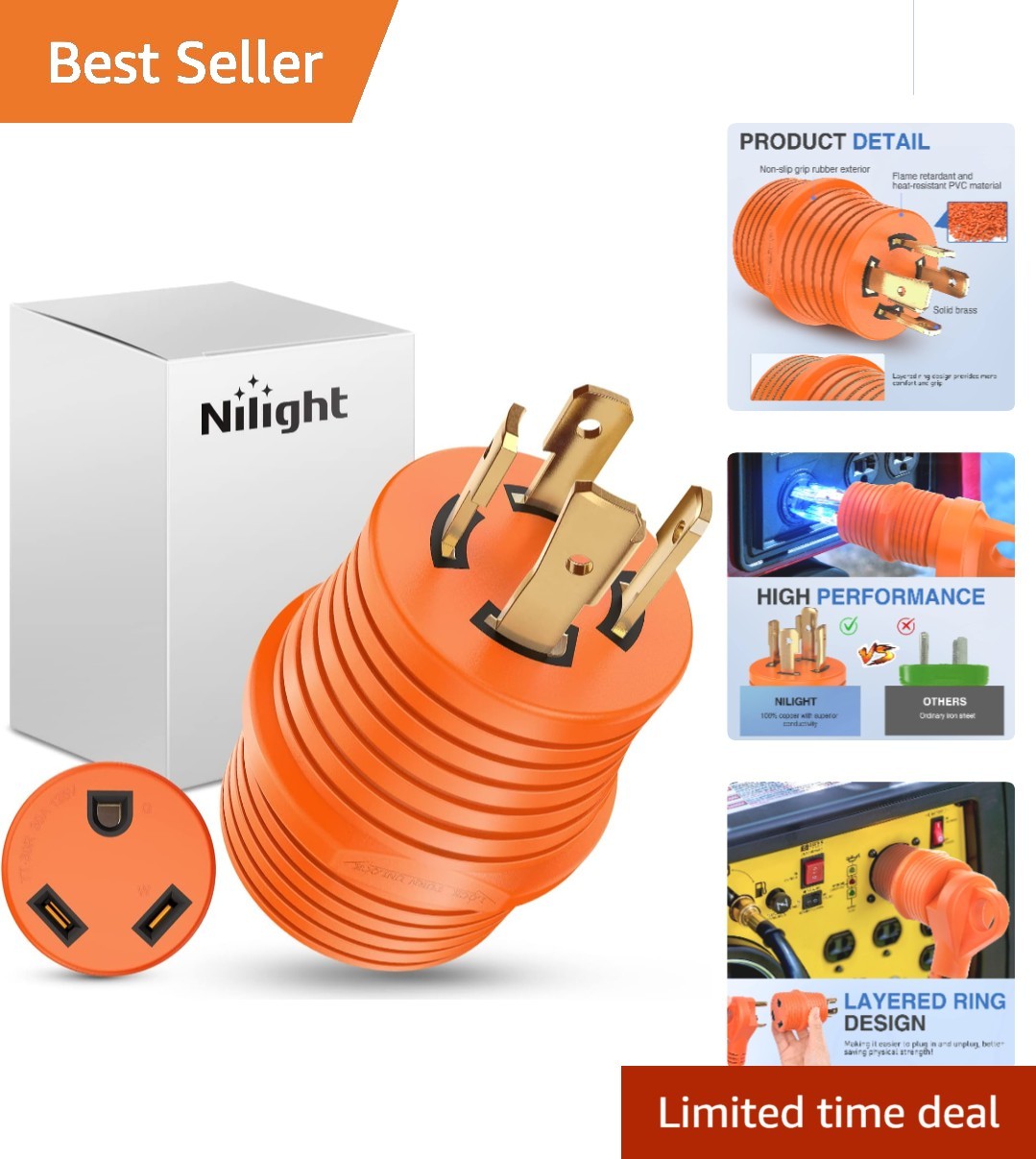Ultra Compact 30 Amp RV Power Adapter – NEMA Rated 125 Volt Converter