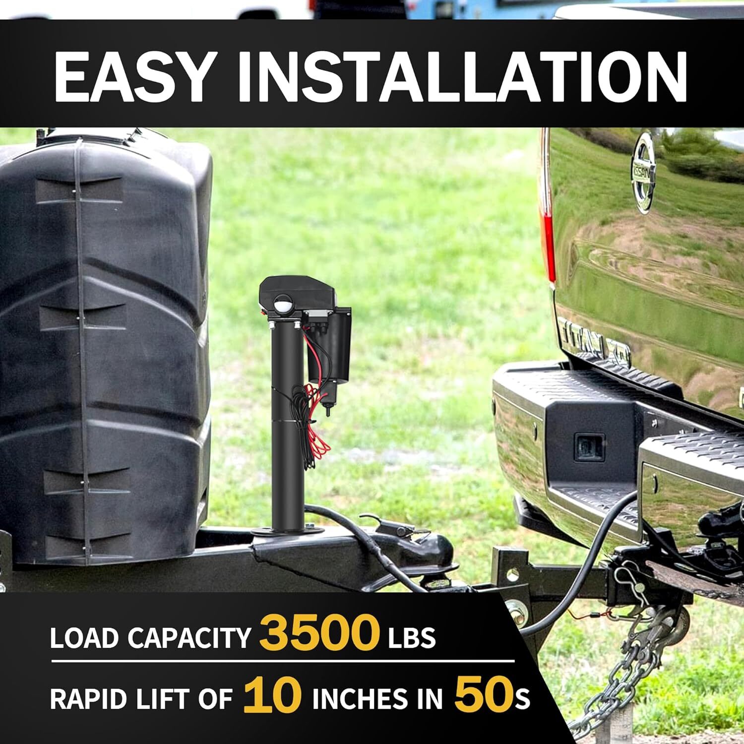 Electric Trailer Jack A Frame Travel 3500lb 12V with Drop Foot Protective Cover