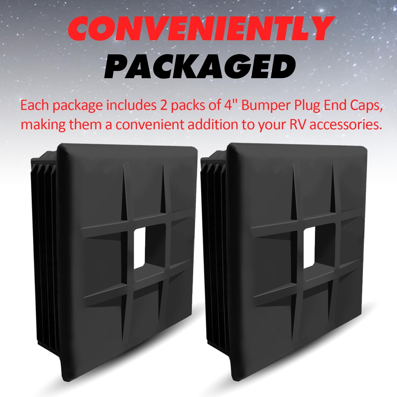 2Pack 4″ RV Bumper Plug End Cap for RV, Camper, Travel, Trailer RV Square Rub…