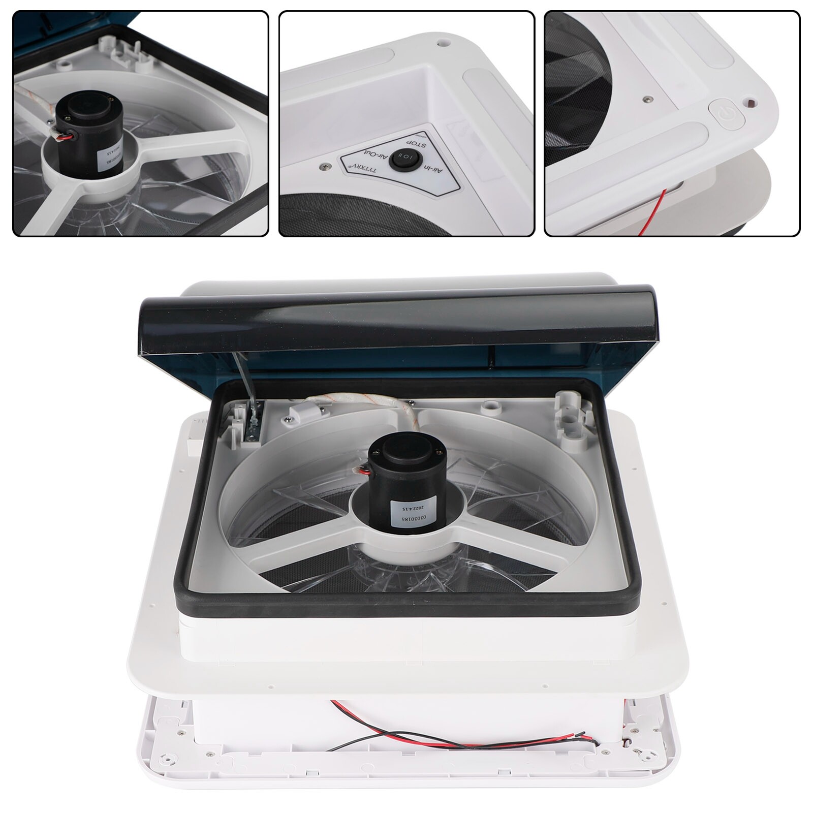 Large LED RV Caravan Waterproof Skylight Roof Vent Manual Camper Fan 14″ 12V NEW