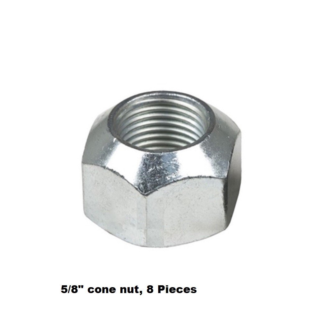 8 x 5/8″ Cone Lug nuts for 5/8″ stud trailer axle hub Dually & 17.5 wheel w/ring
