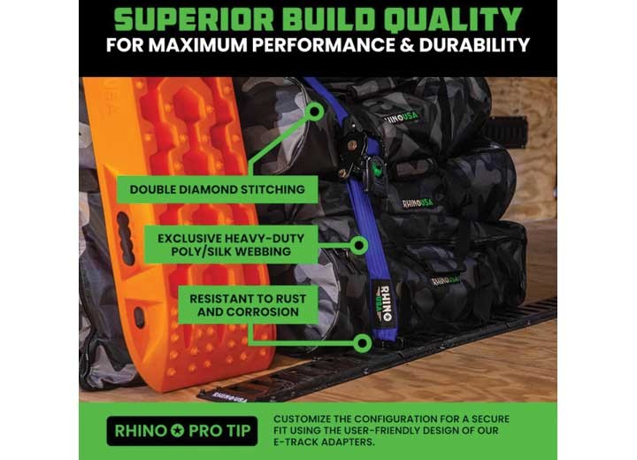 Rhino USA Retractable E-Track Ratchet Straps 2″x10′ 2-Pack Blue