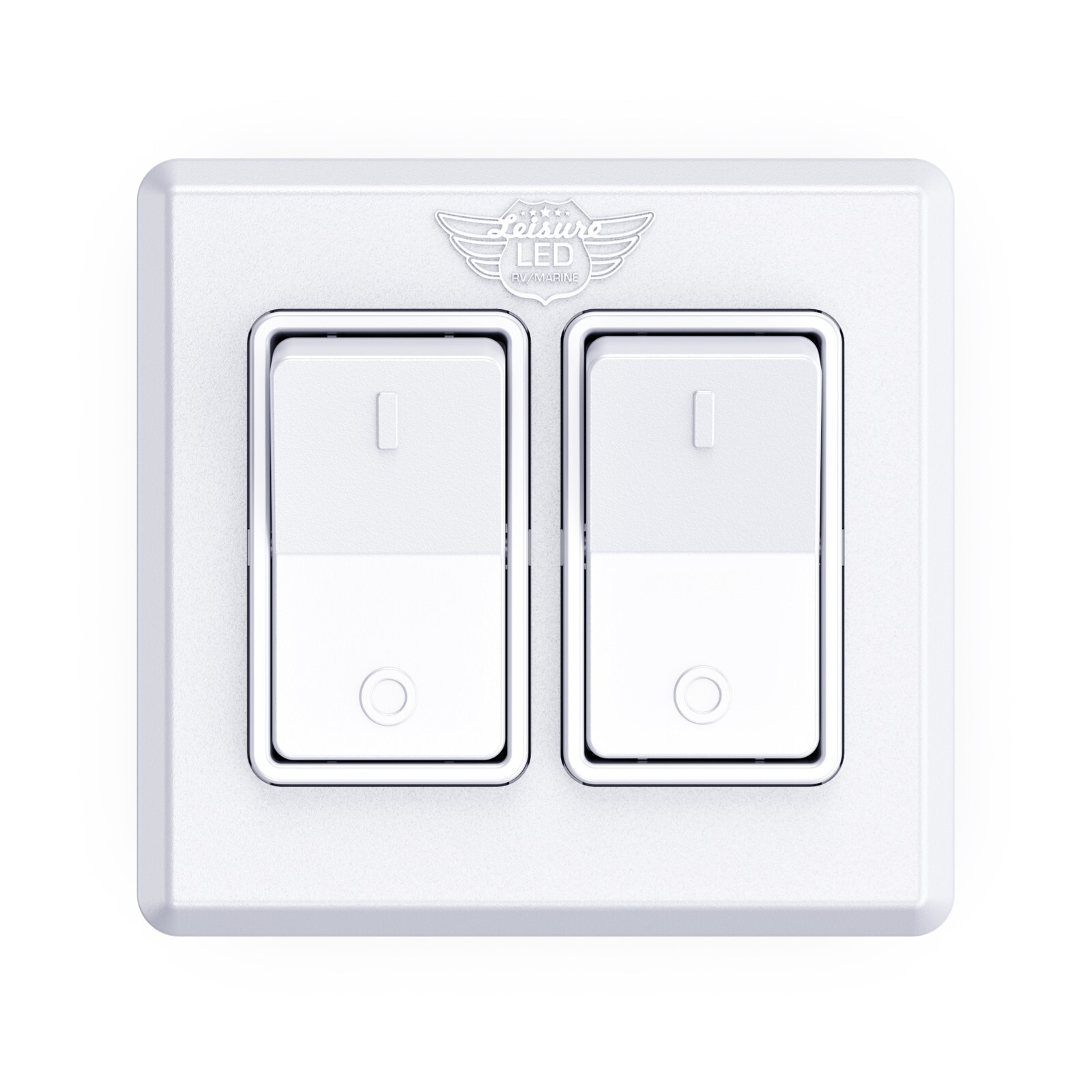 Leisure LED White Double SPST On-Off Switch with Bezel, 12-Volt, for RV, Trailer