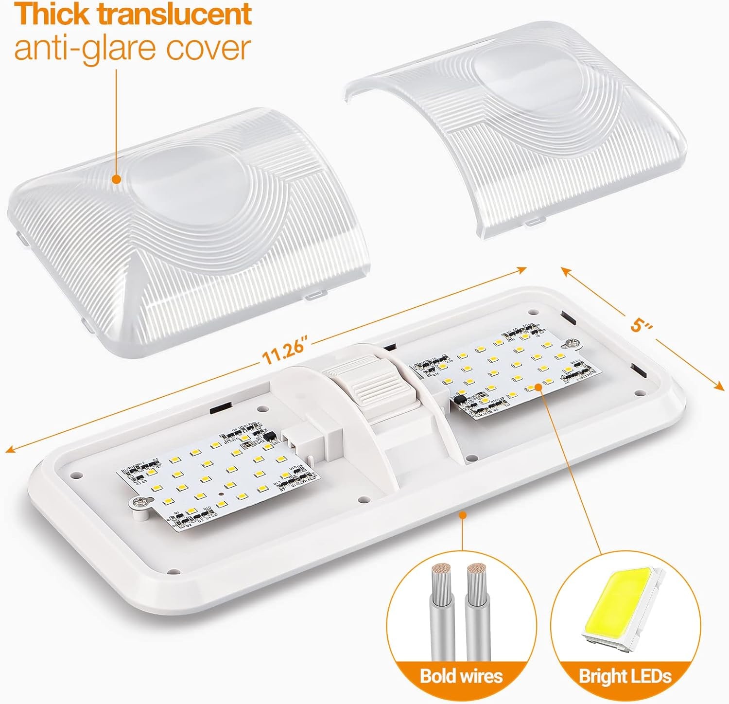 RV LED Interior Lighting 12V Bulbs (Natural White Light, 4000K-4500K, 5-Pack).