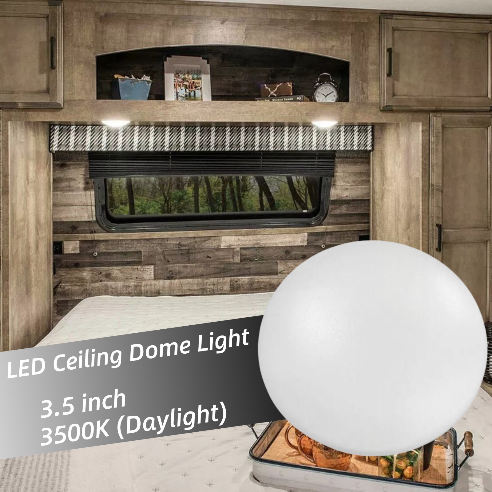 12V 3.5″ Round LED Ceiling Dome Light RV Trailer Interior Under Cabinet Lamp