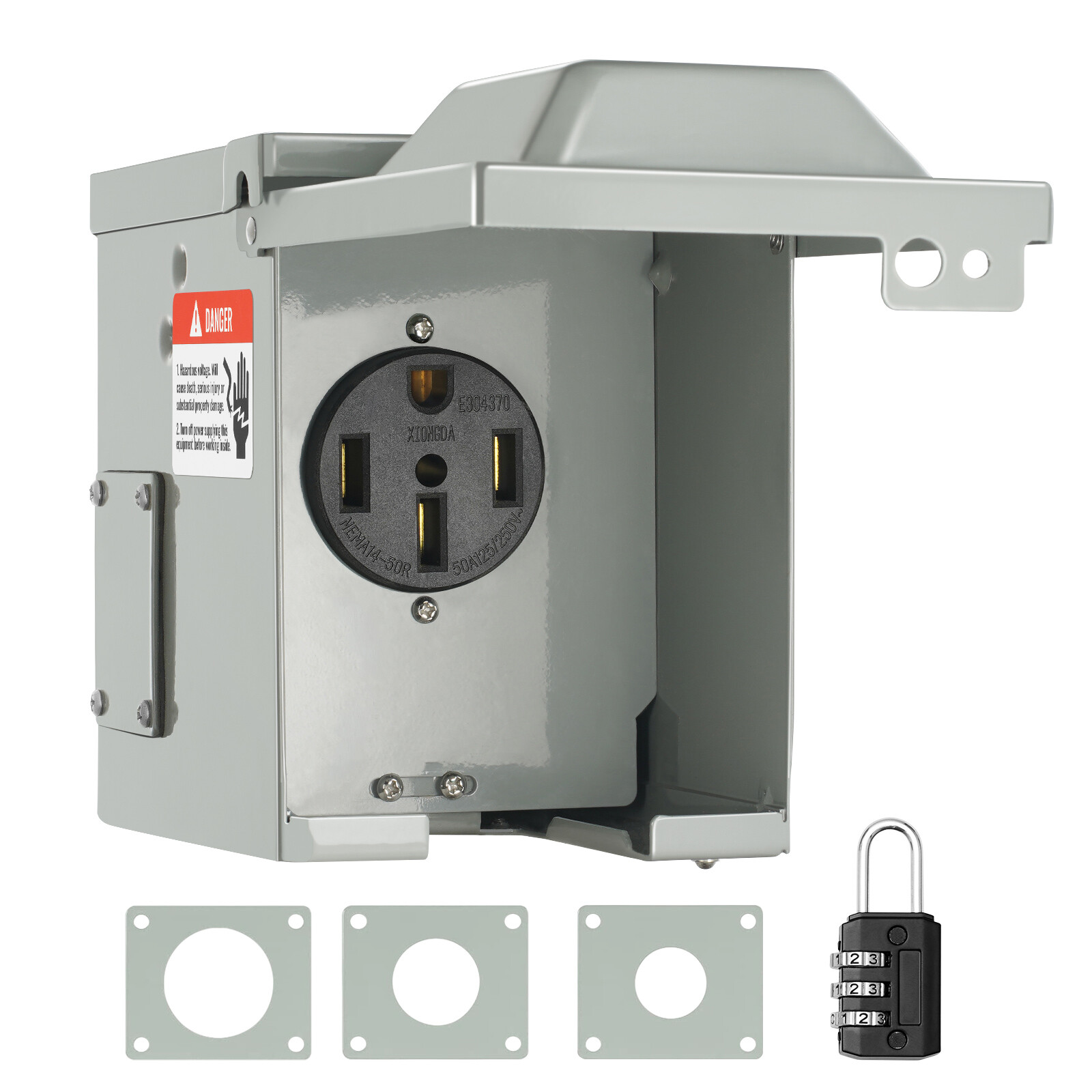 VEVOR 50A RV Power Outlet Box 125/250V Electrical Outdoor Receptacle NEMA 14-50R