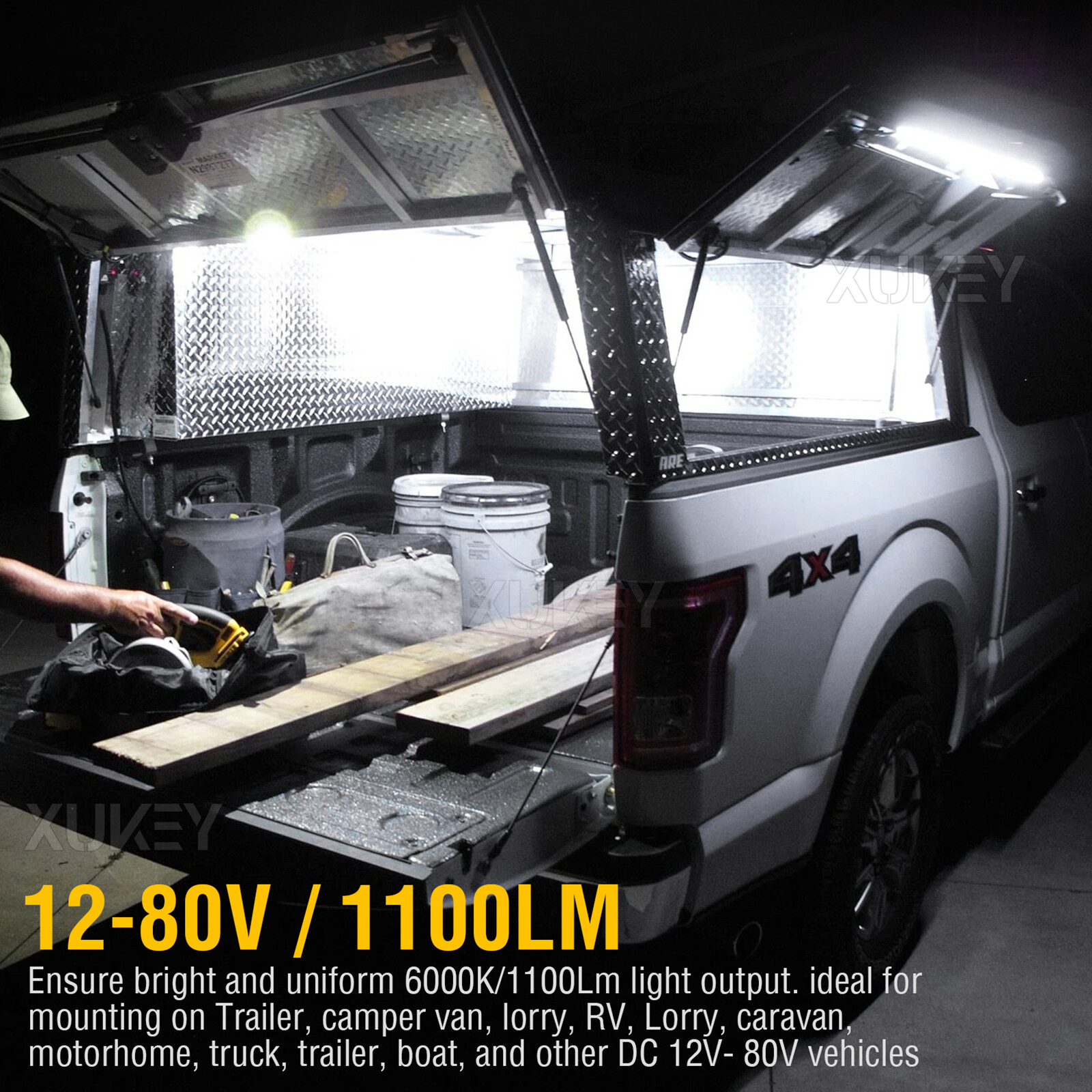 4PC 108 LED Cargo Camper RV Interior Light Trailer Ceiling Lamp Car Boat Van 12v