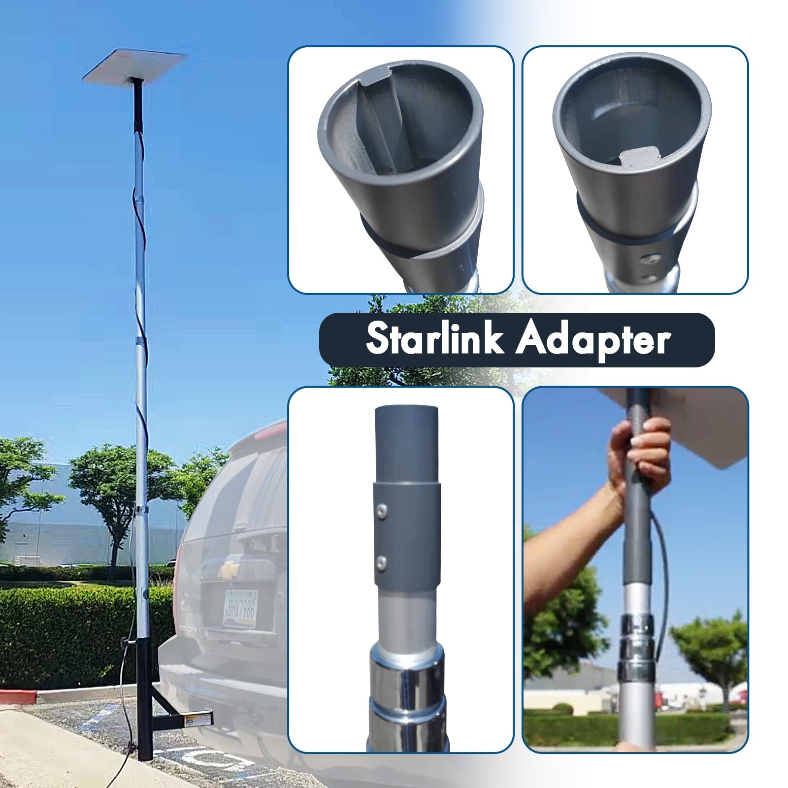 EEZ RV Products Telescopic Starlink RV Ladder Pole 10ft with RV Ladder Mounting