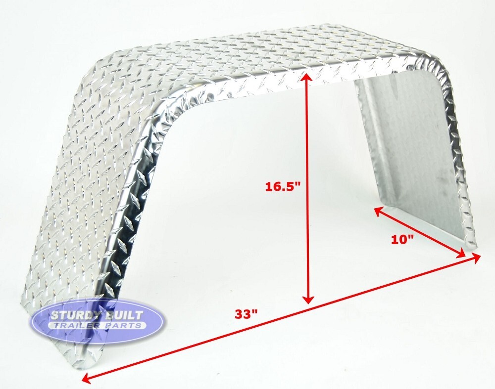 Aluminum Boat Trailer Fender Diamond Tread Plate Square 10″ x 33″ x 16.5″