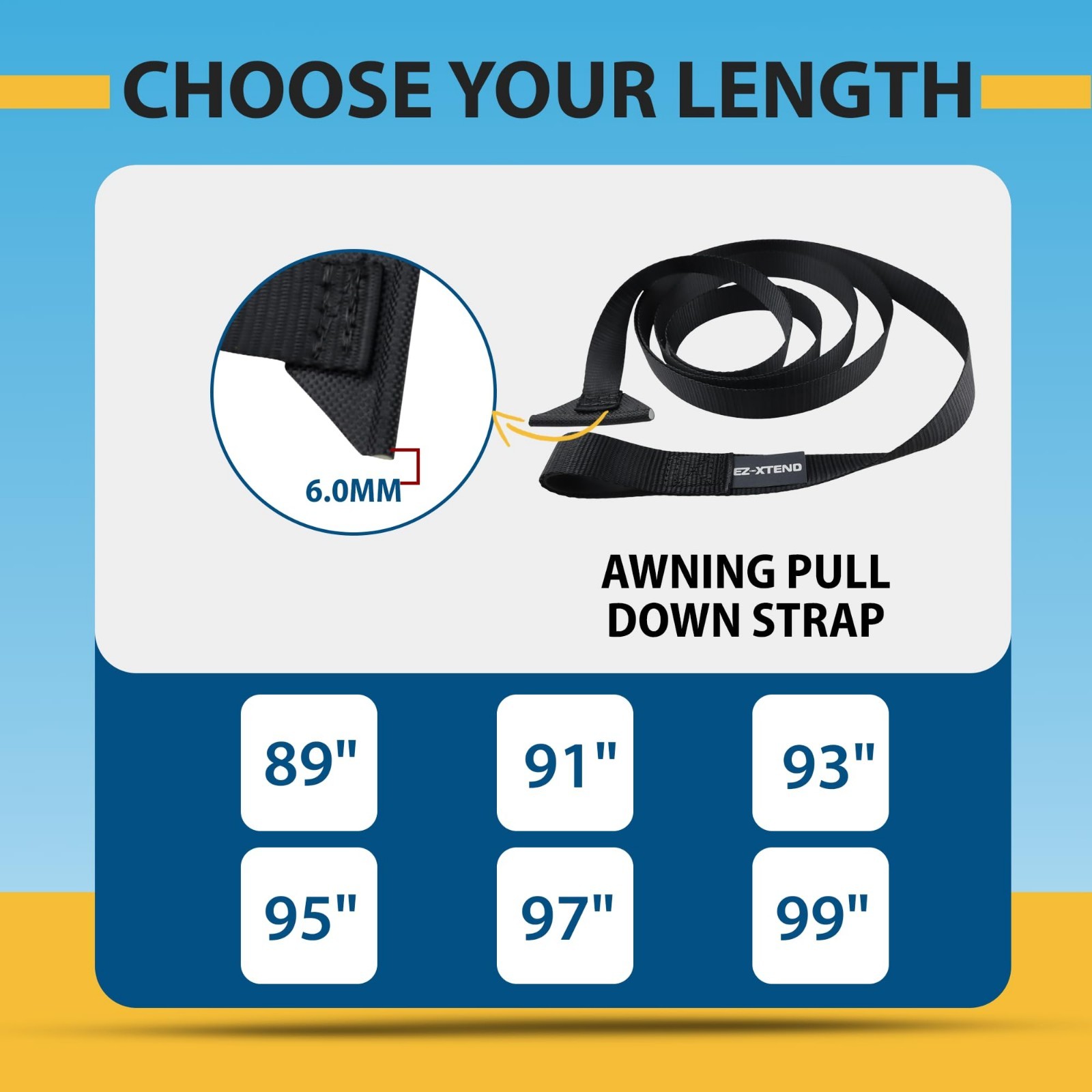 RV Awning Pull Strap Replacement – 93″ UV Polyester Webbing, Easy Operation, Dur