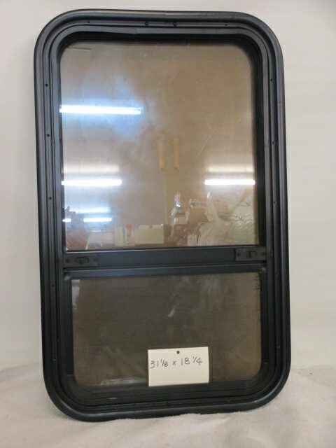 RV window SASH vertical opener 18 1/2 x 31 1/8 mirror glass +screen CM180-180E