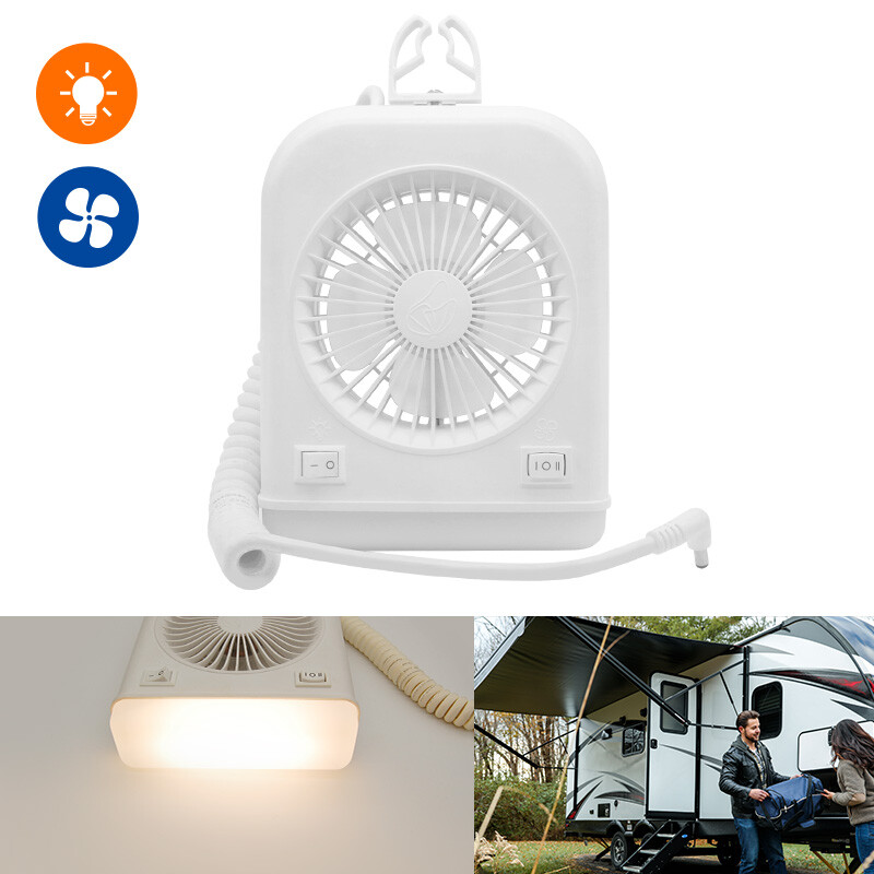 RV Light Fan Combo 12V Bedside Lamp 2-Phase Fan Bunk Pop-up Van Camper Interior