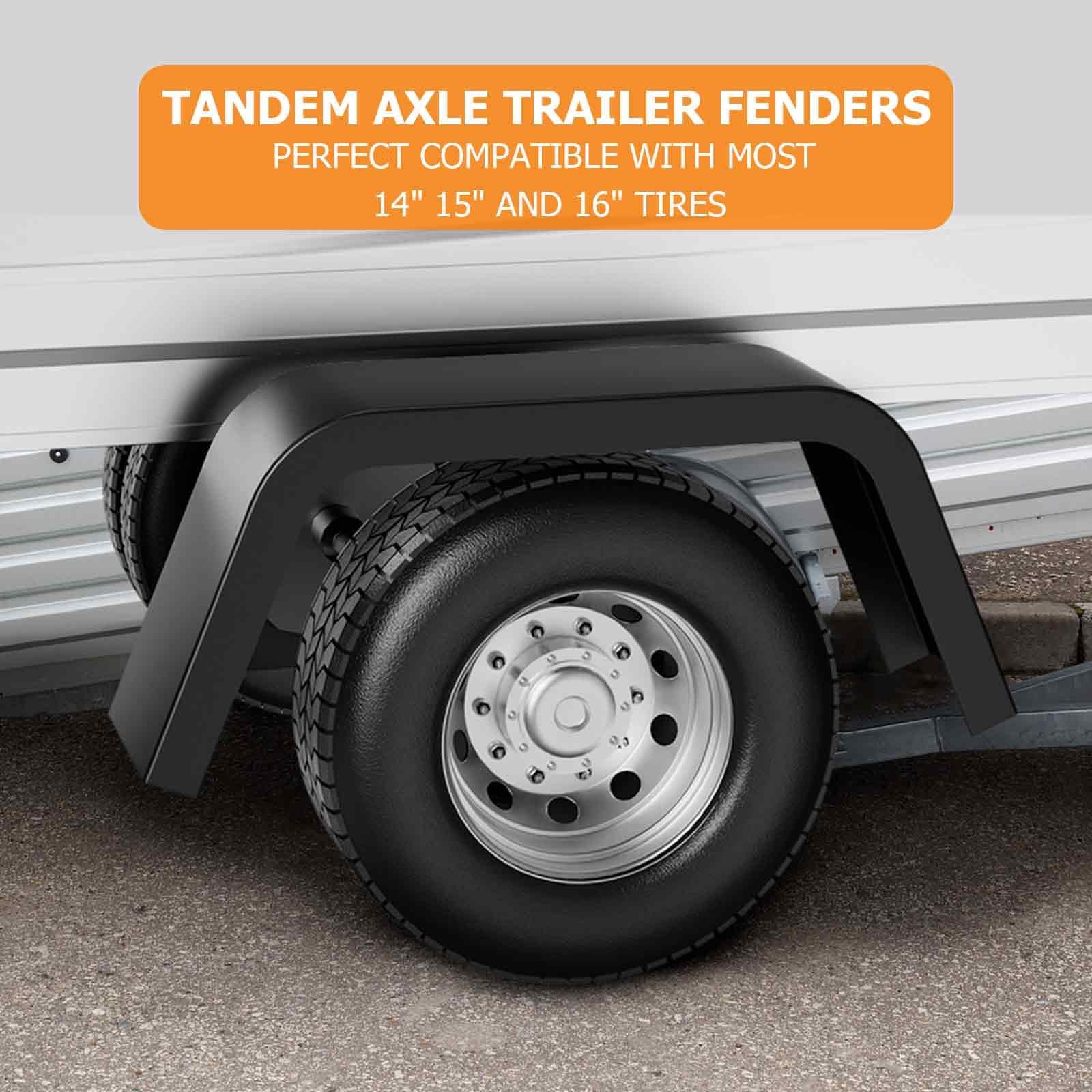 Set of 2 Steel Square Cargo Trailer Fenders For 14″-16″ Trailer Fenders Wheels