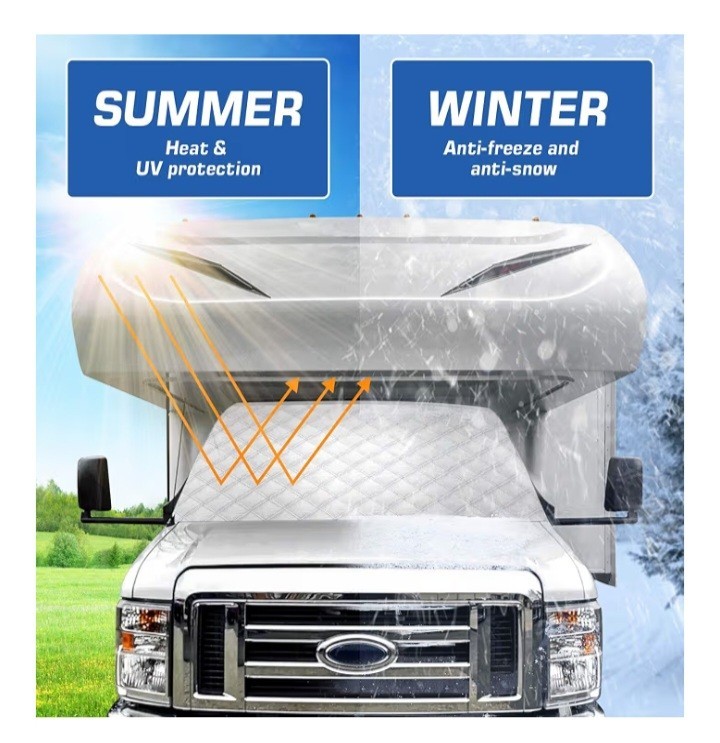 RV Windshield Cover Compatible with Class C Ford 1997-2025, UV Block