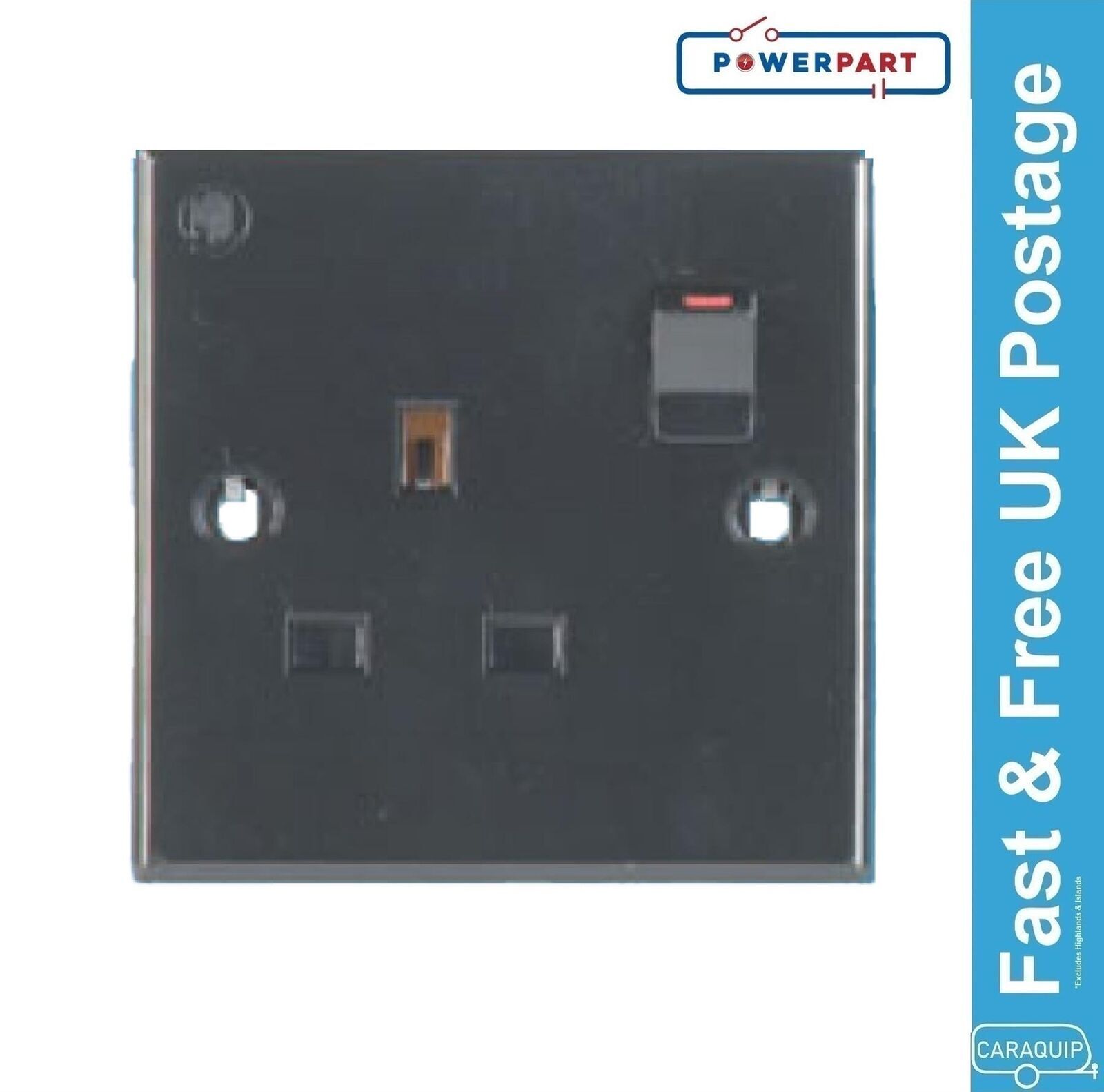 Caravan Black 13 Amp Socket Outlet Motorhome Campervan PO330