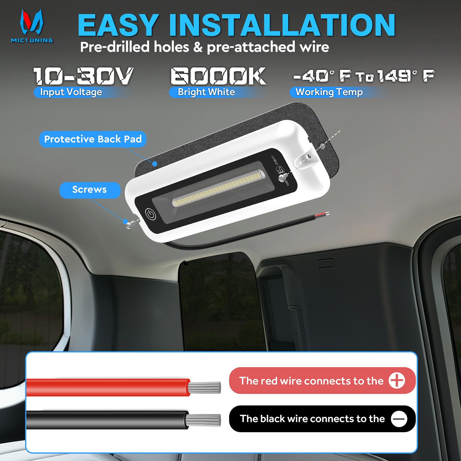 8 Inch Waterproof RV Exterior LED Porch Utility Light Awning Light for Camper