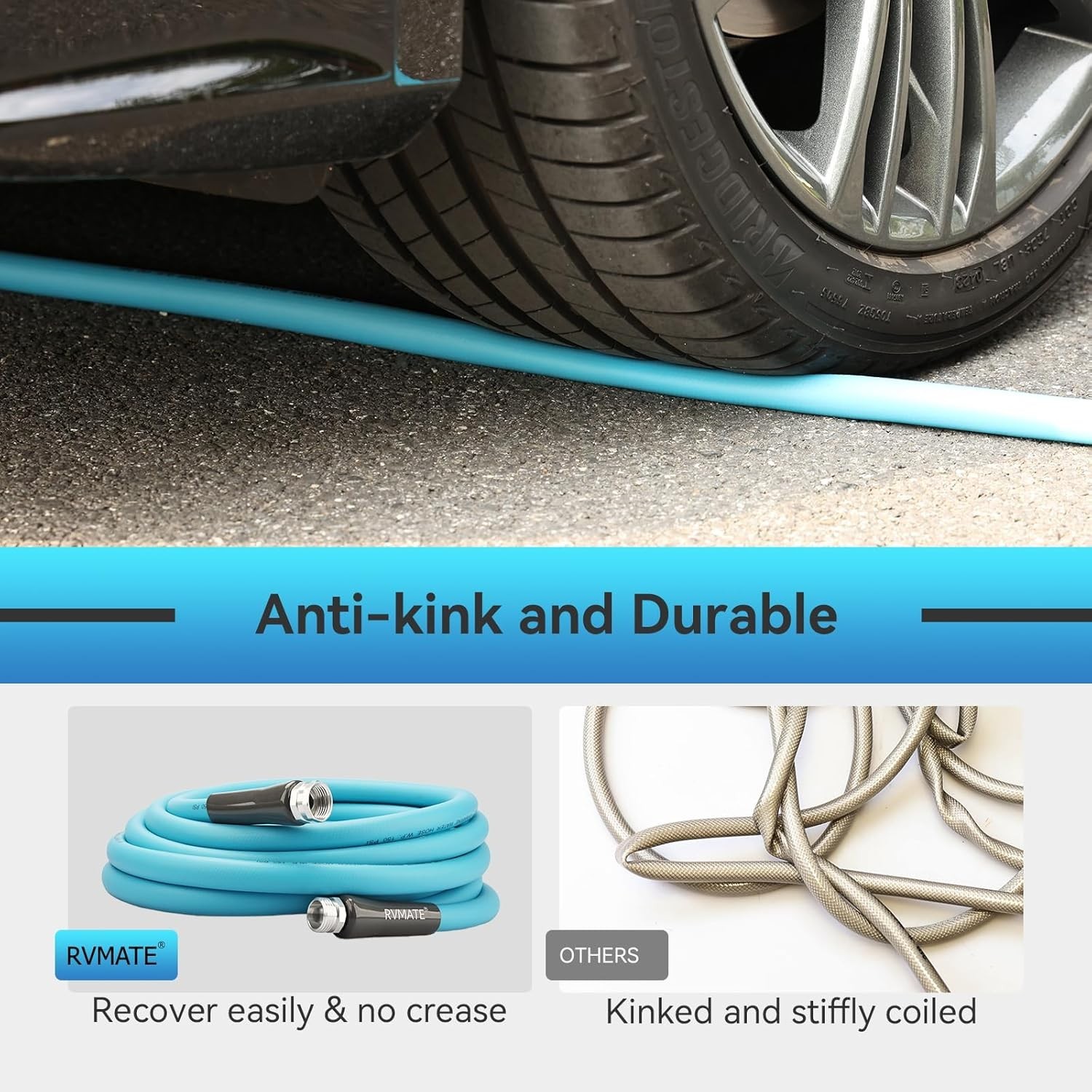 RV Water Hose 15ft Drinking Safe Lead-Free Kink-Resistant Hybrid Polymer