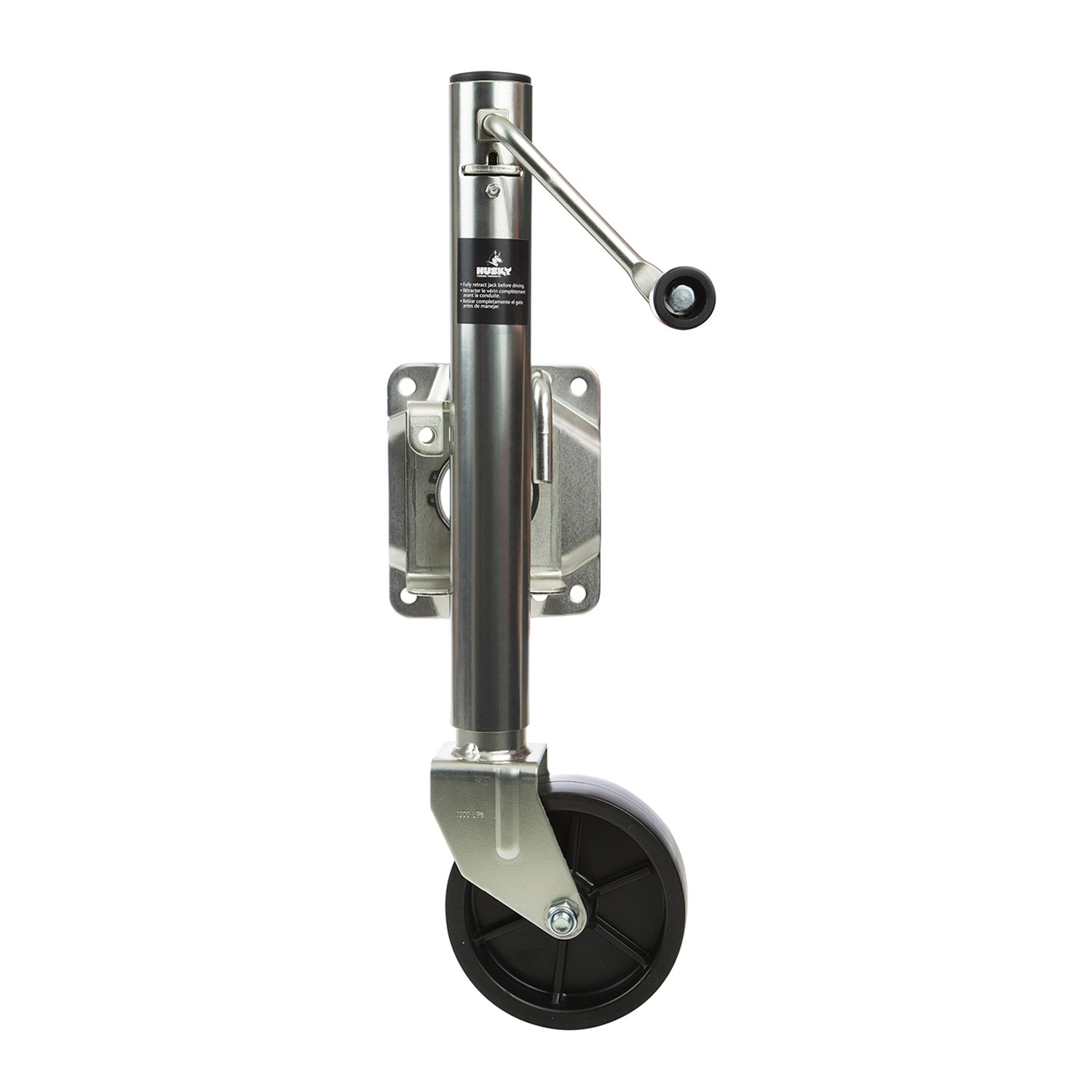 Husky Steel Towing Trailer Jack – 1000lb Sidewind Tongue Jack with Wheels