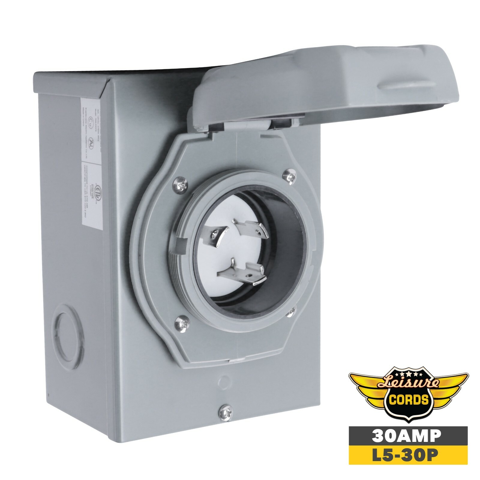 30 Amp Generator Power Inlet Box with LED INDICATOR NEMA L5-30P Leisure Cords