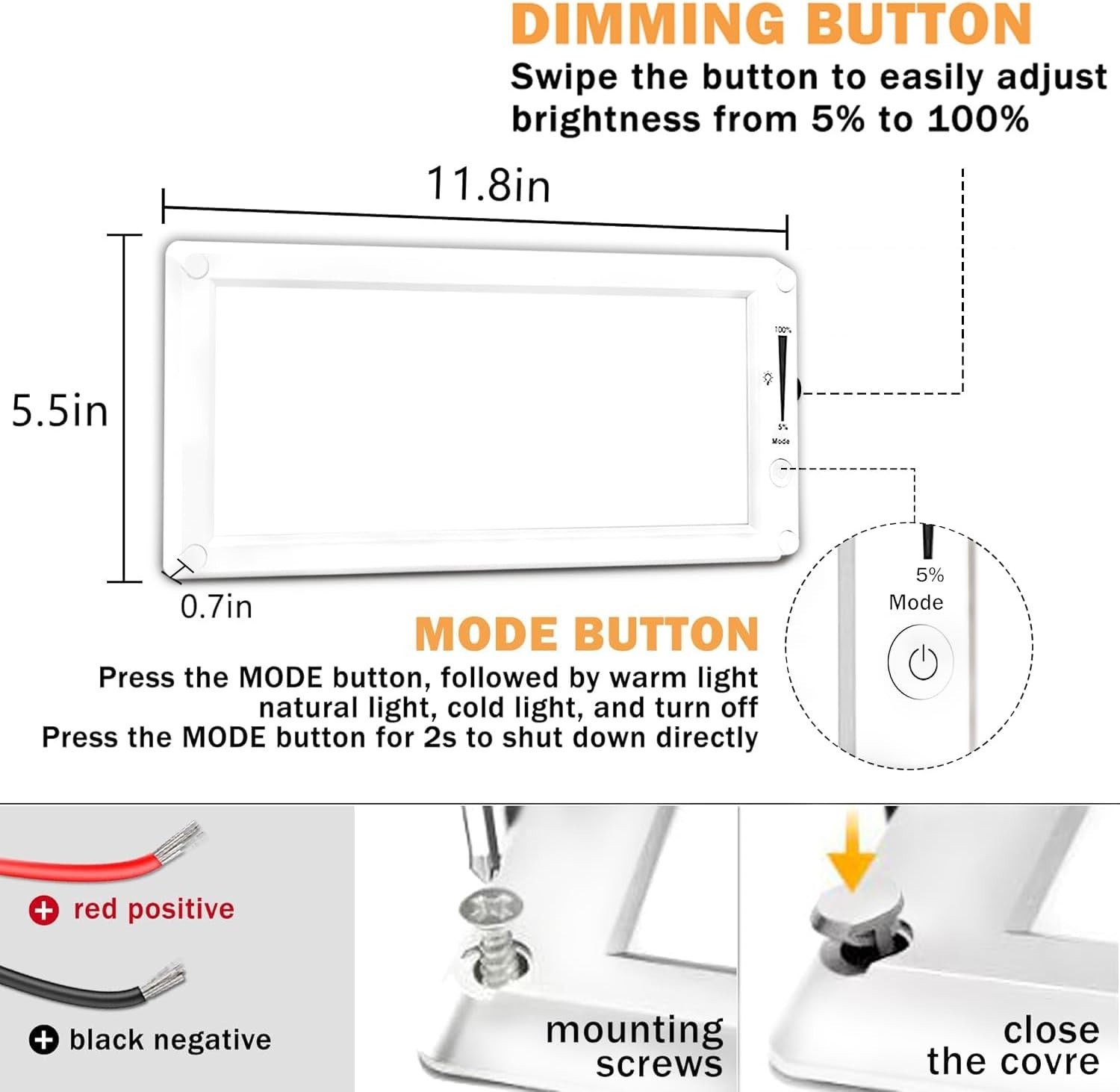 Lámpara de techo clásica de 12 V con interruptor regulable de encendido/apagado